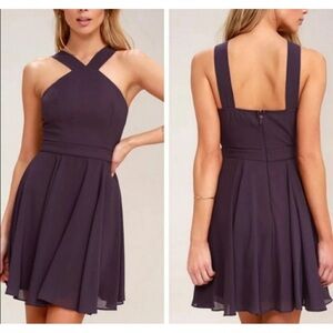 Lulus Purple Skater Dress with Strappy details Size Med